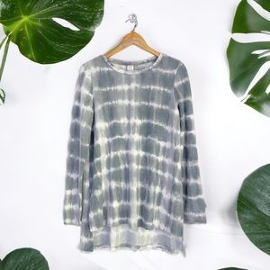 Sweet Adelya Tie Dye High Low Hem Long Sleeve Brushed Knit Tunic Gray S (4/6)
